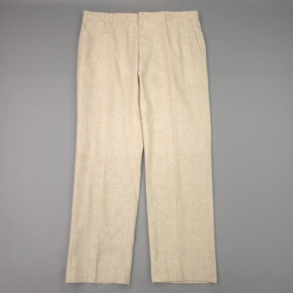 Jos A Bank Pants Mens 38x30 Beige Linen Cotton Slim Fit Separates Dress Trousers